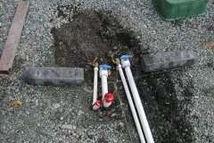 at the wall, drain and outlet